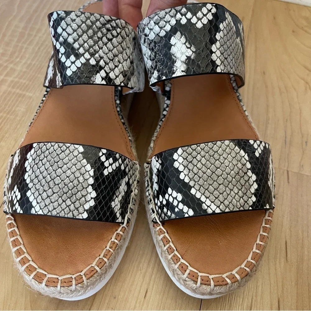 NWB Franco Sarto Cappy Leather Platform Sandals size 6.5 Open Toe Slide On